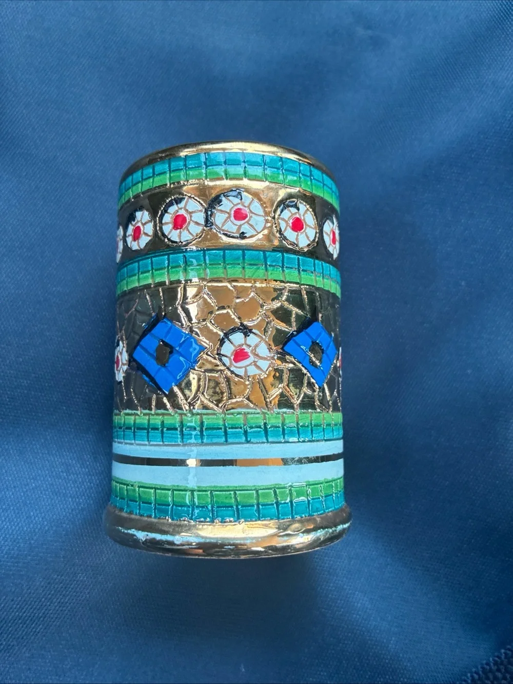 Ceramic-he D'Arte Mario Sambuco miniature cylinder vase from Italy